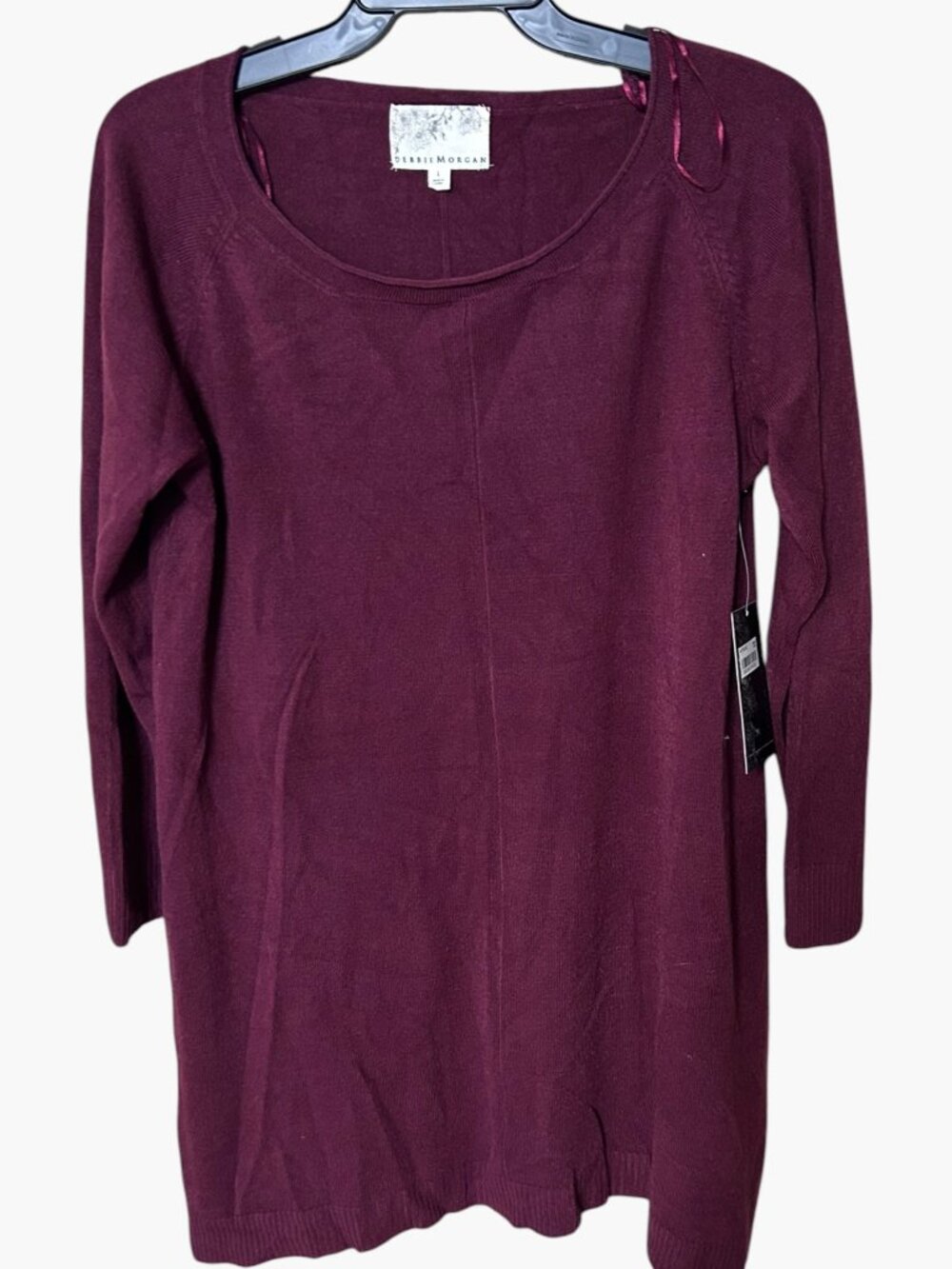 NWT Debbie Morgan Burgundy Scoop Neck Tunic Sweater Soft Size L